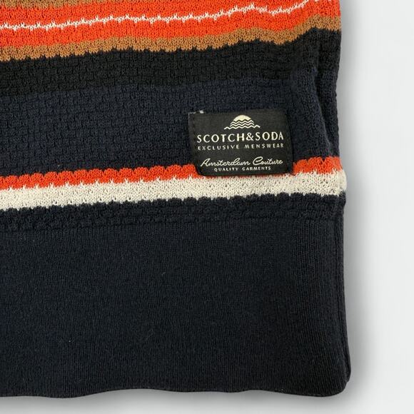 Scotch & Soda Mens M Knit Polo Shirt Multicolor Striped Cotton Short Sleeve TV - Picture 6 of 14